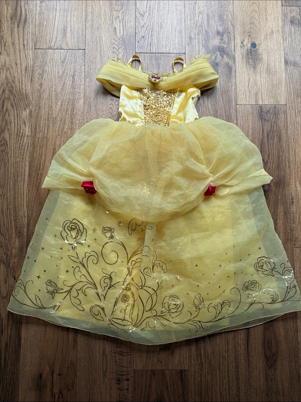 Disney Yellow Belle-Inspired Princess Dress with Sequin Bodice
